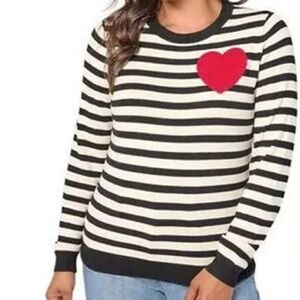 Studio Park Heart Icon Striped Sweater